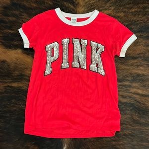 Pink sequin tee L